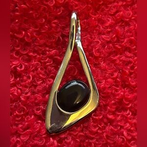 Lia Sophia Silver Teardrop Pendant with Black Onyx Stone - Women Jewelry